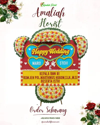 Karangan Papan Bunga Pernikahan di Kalipepe